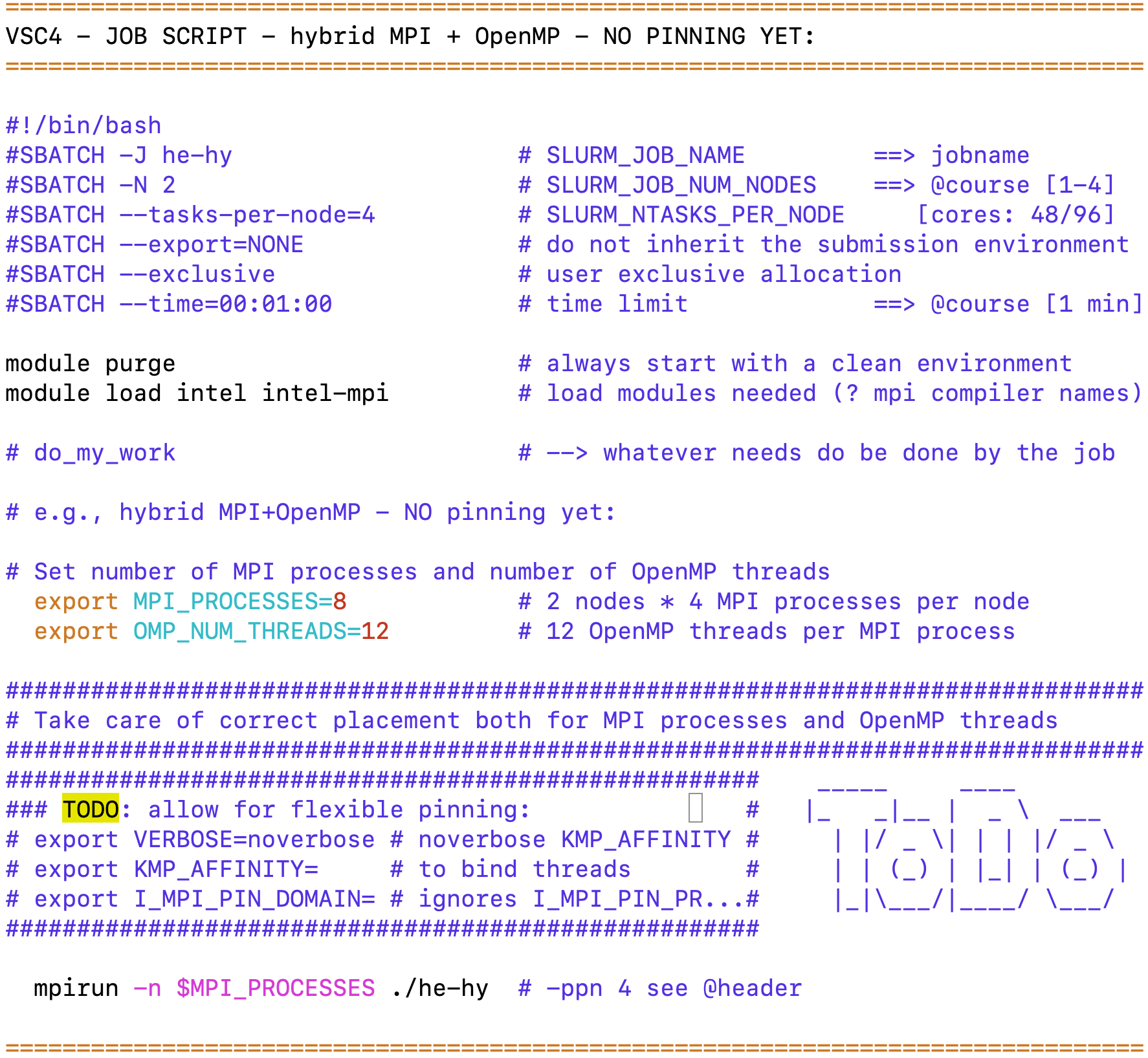 vsc-4 - job script - hybrid exercise